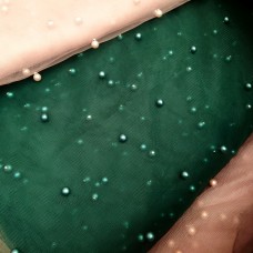 Ткань Сетка с жемчугом (зеленый)